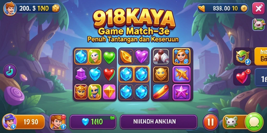 Gameplay seru Match-3 dengan grafis mencolok pada 918KAYA.