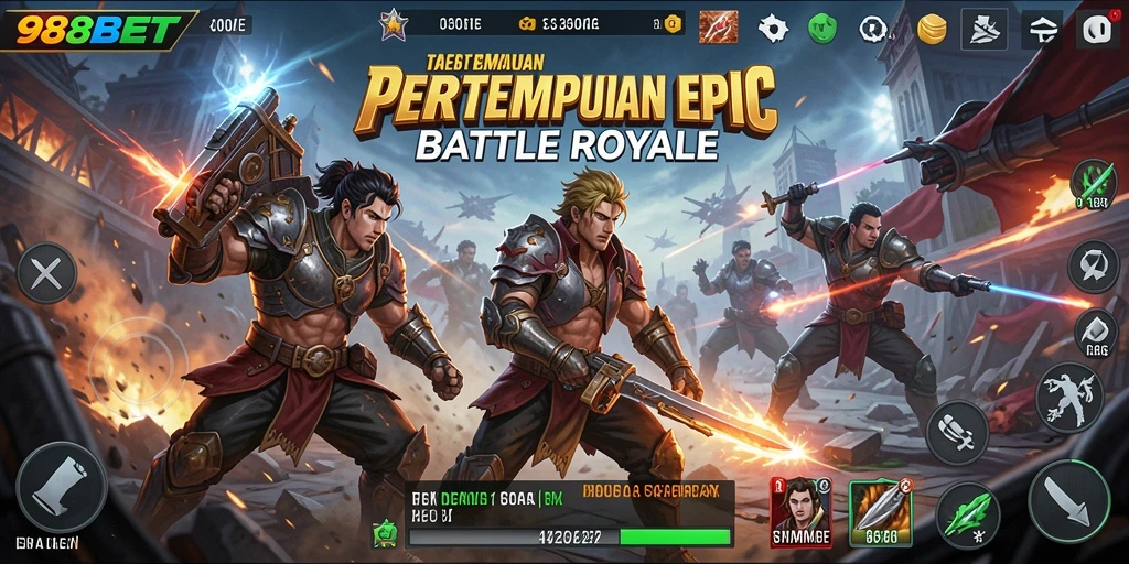 Tangkapan layar menampilkan aksi seru di dalam game Battle Royale 988BET.