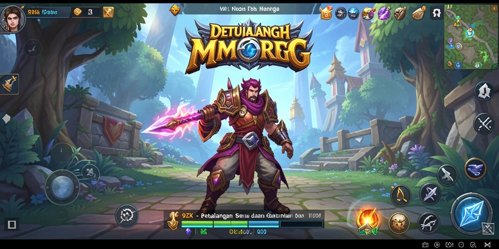 Screenshot gameplay 9ZK menampilkan pertempuran epik di dunia fantasi.