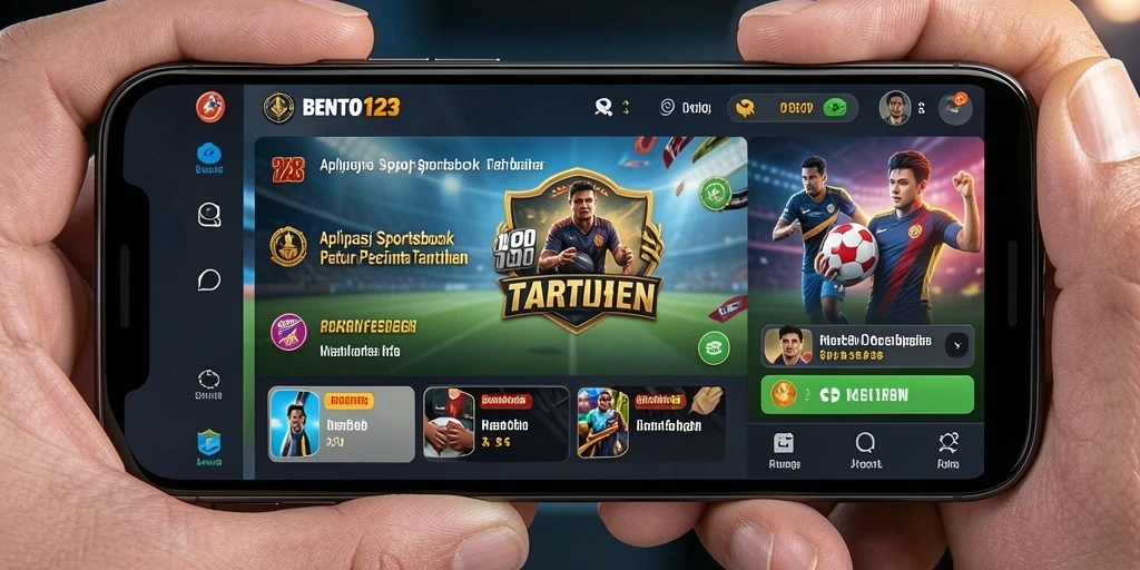 Tampilan utama BENTO123 dengan fitur sportsbook menarik.