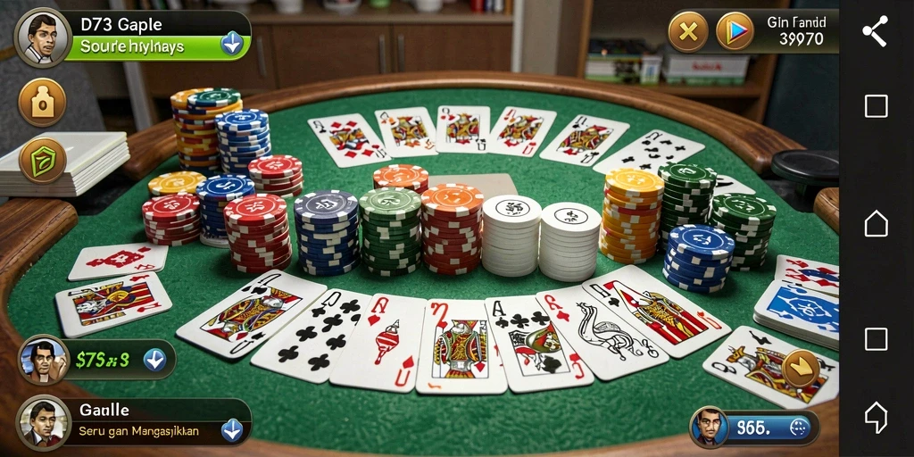 Tampilan gameplay D73 menunjukkan aksi seru bermain Gaple.