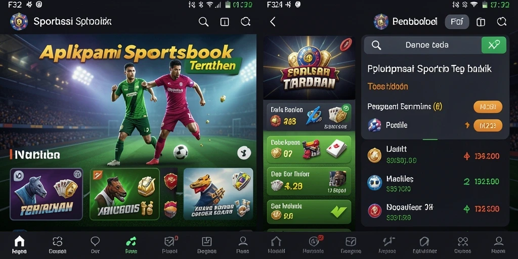 Tampilan screenshot gameplay F32 dengan taruhan olahraga langsung dan statistik real-time.