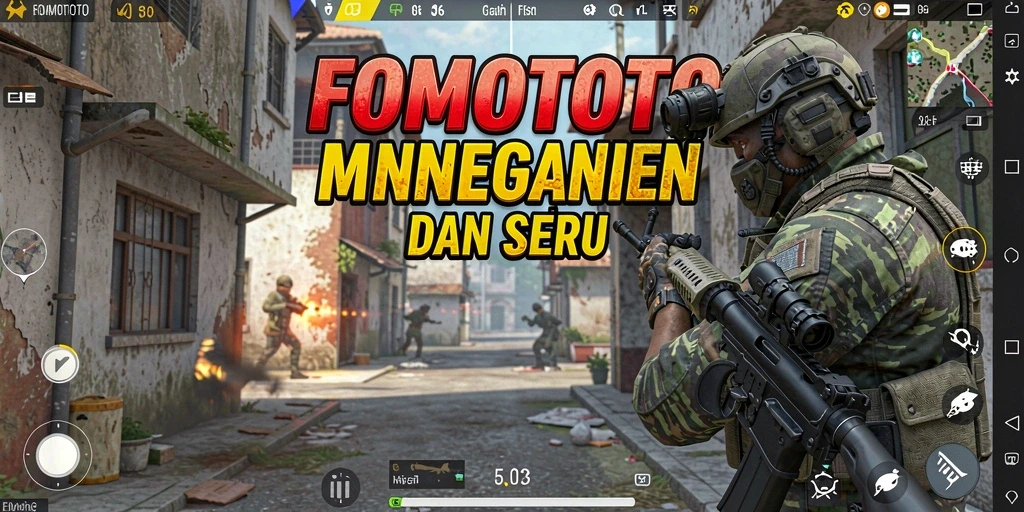 Tangkapan layar menunjukkan aksi mendebarkan dalam game FPS FOMOTOTO.
