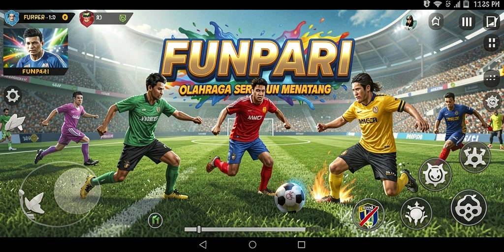 Tampilan screenshot <strong>FUNPARI</strong> menunjukkan keseruan gameplay olahraga yang mendebarkan.