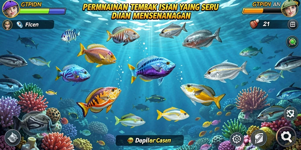 Tampilan gameplay GTPIDN dengan aksi tembak ikan yang seru.