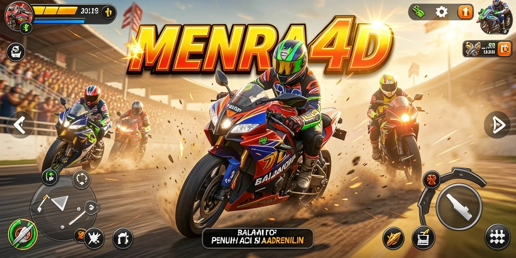Tampilan gameplay seru dengan motor balap yang cepat.