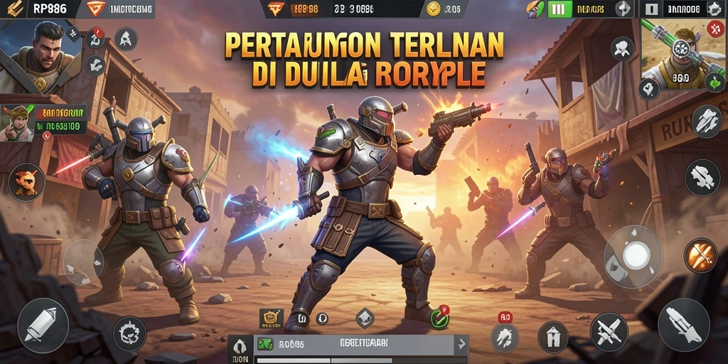 Tampilan gameplay RP886 yang intens dan mendebarkan dalam arena Battle Royale.