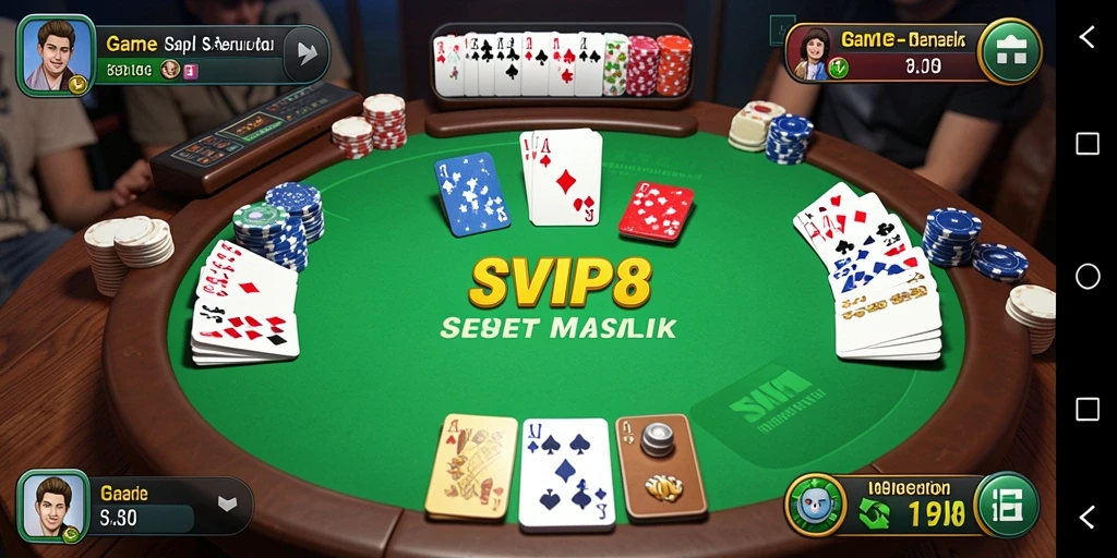 Tampilan gameplay seru Gaple di SVIP8 dengan interaksi pemain yang aktif.