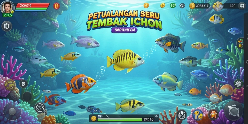 Screenshot ZK3 menampilkan aksi menembak ikan yang seru dan grafis yang memukau.