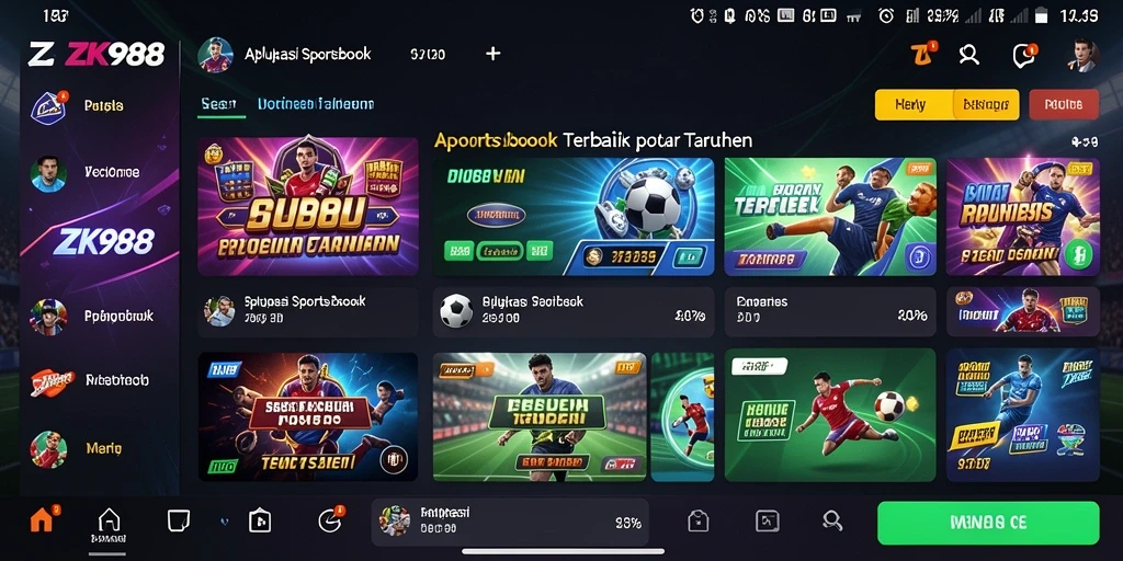 Tampilan screenshot ZK988 yang menunjukkan fitur taruhan olahraga.